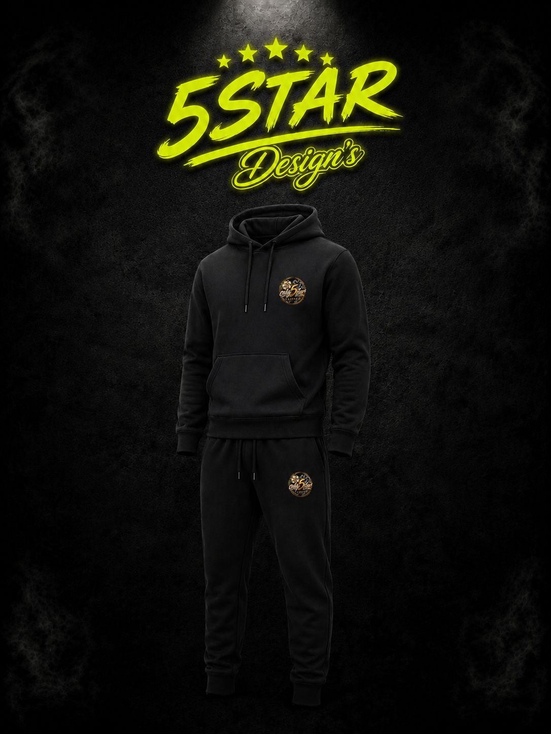 5STAR all-black hoodie and joggers tracksuit